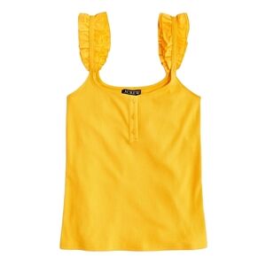 J Crew Vintage Rib scrunchie Strap Henley Camisole Tank Top Solar Yellow NWT